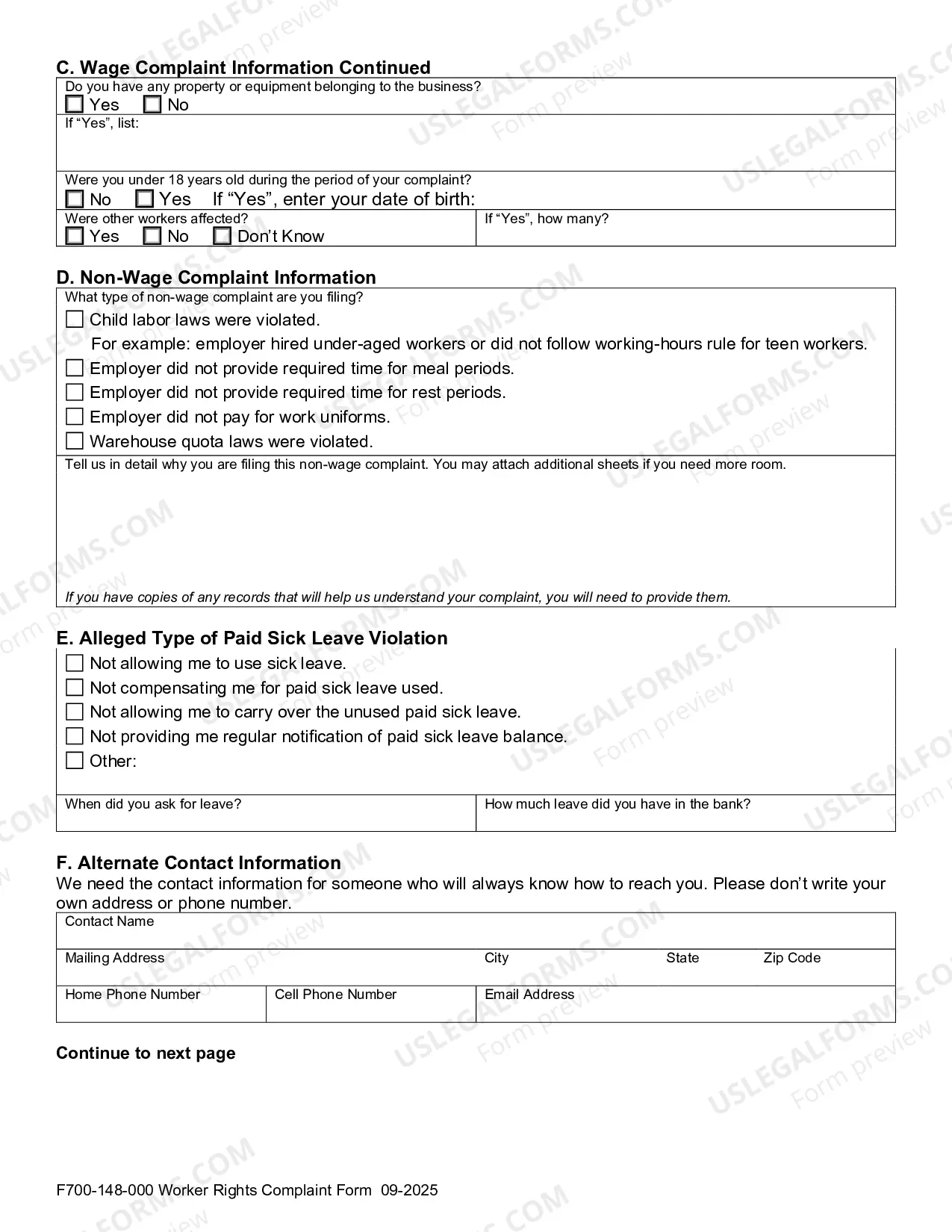 Preview Worker Rights Complaint Form