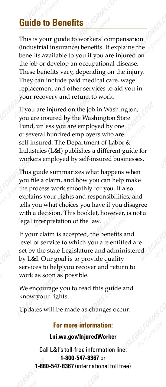 Preview Workers' Compensation Benefits: A Guide for Injured Workers