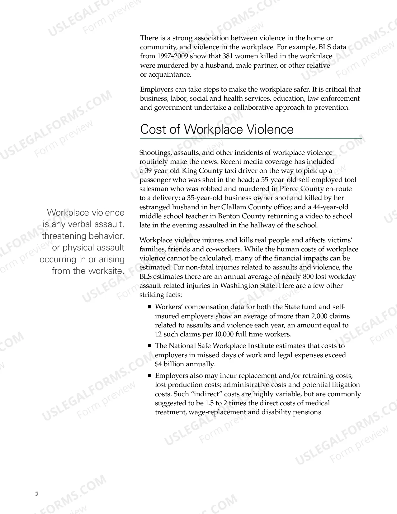 Preview Workplace Violence: Awareness and Prevention for Employers and Employees