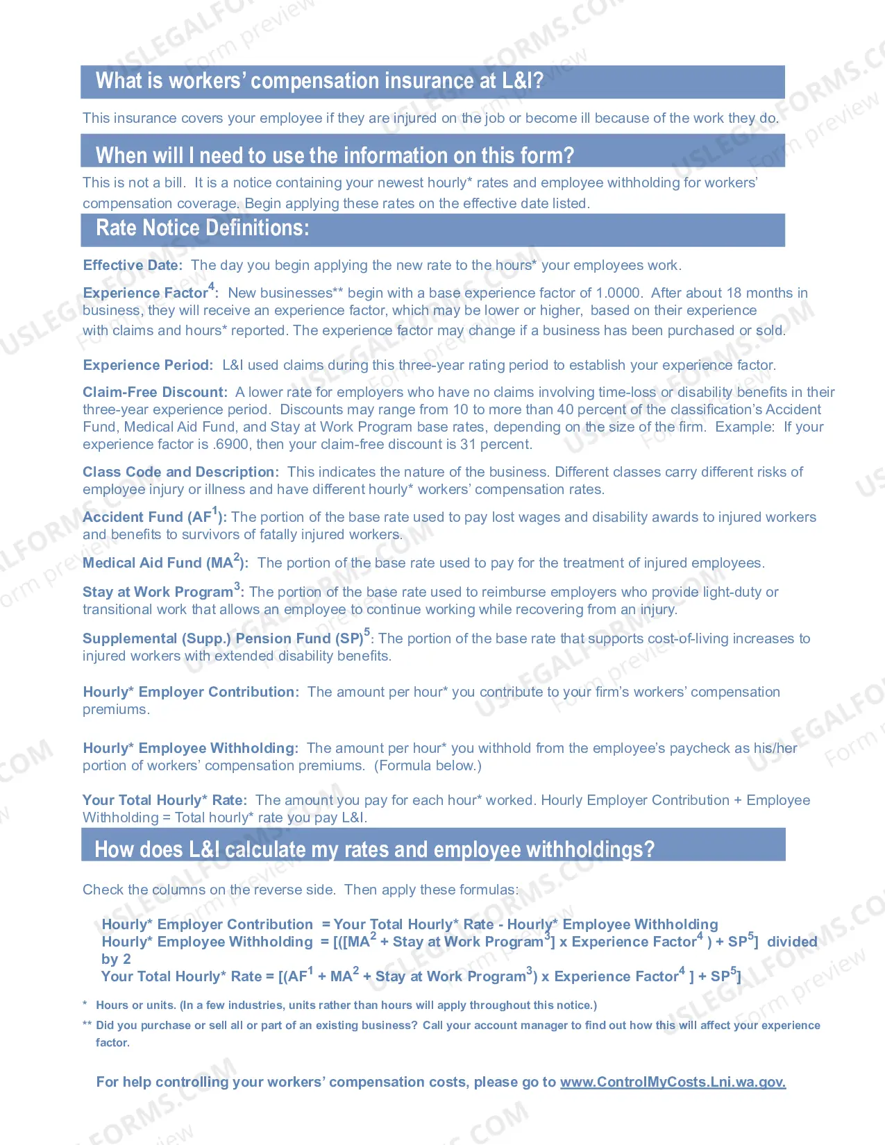 Preview Your Workers' Compensation Rate Notice - SAMPLE ONLY
