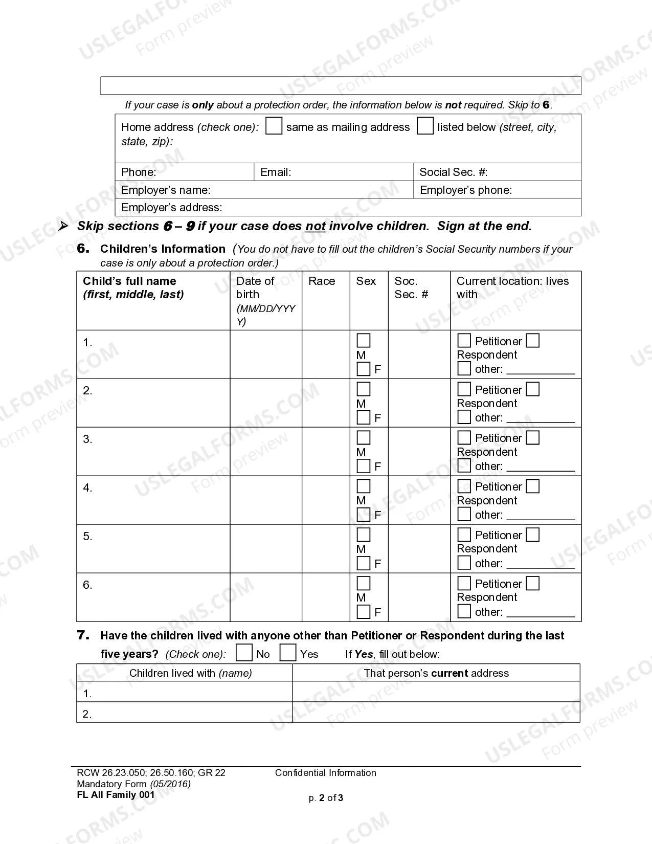 Preview Confidential Information Form