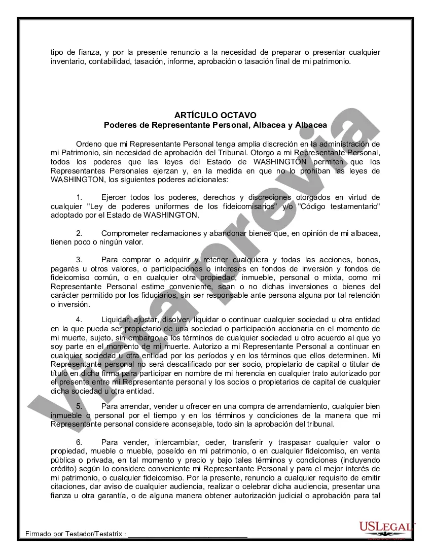 Preview Formulario de última voluntad y testamento legal para persona soltera sin hijos
