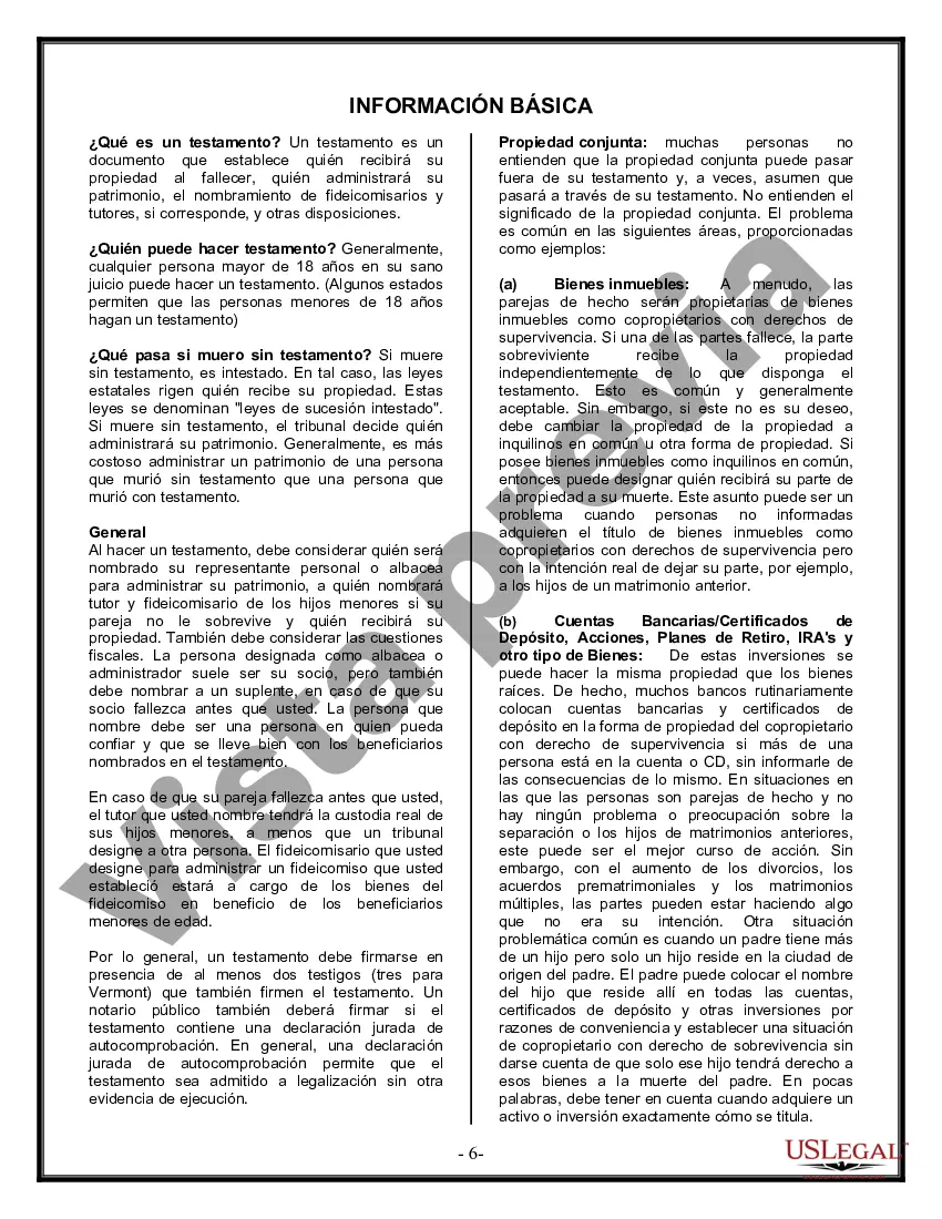 Preview Última voluntad y testamento legal para pareja de hecho con hijos menores de edad de un matrimonio anterior