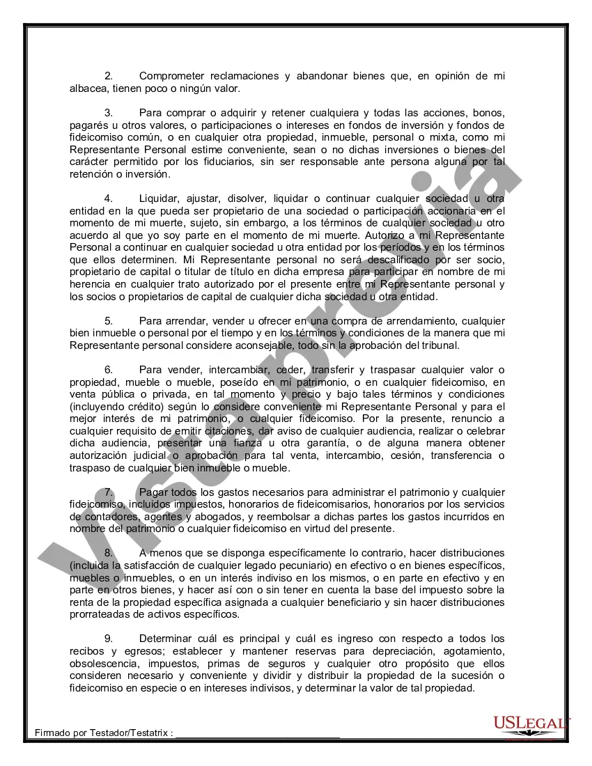 Preview Formulario de última voluntad y testamento legal para pareja de hecho con hijos adultos de un matrimonio anterior