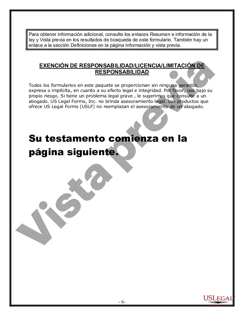 Preview Formulario de última voluntad y testamento legal para pareja de hecho con hijos adultos de un matrimonio anterior