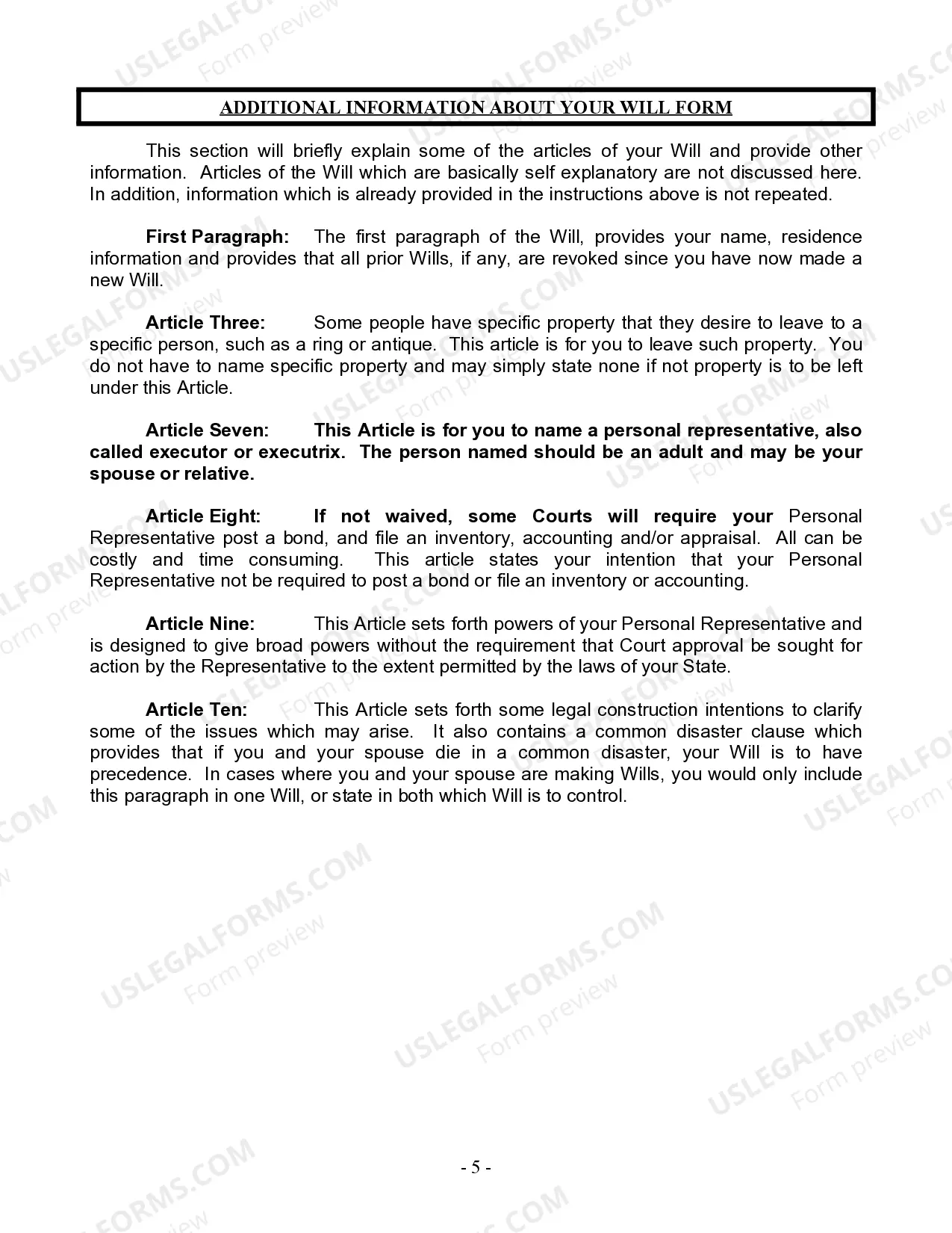 Preview Mutual Wills Package for Married Couple with Adult Children