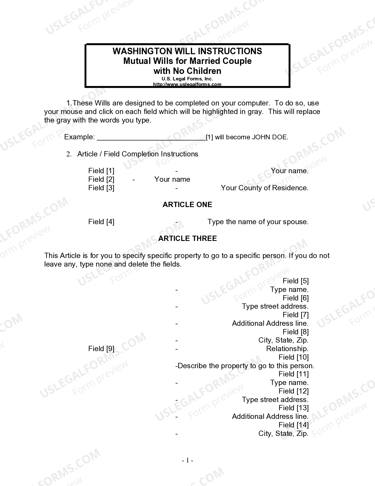 Washington Mutual Wills package with Last Wills and Testaments for