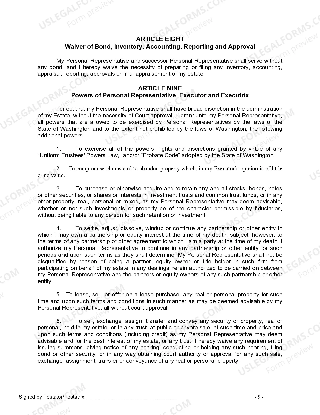 Preview Last Will and Testament for Married Person with Adult Children