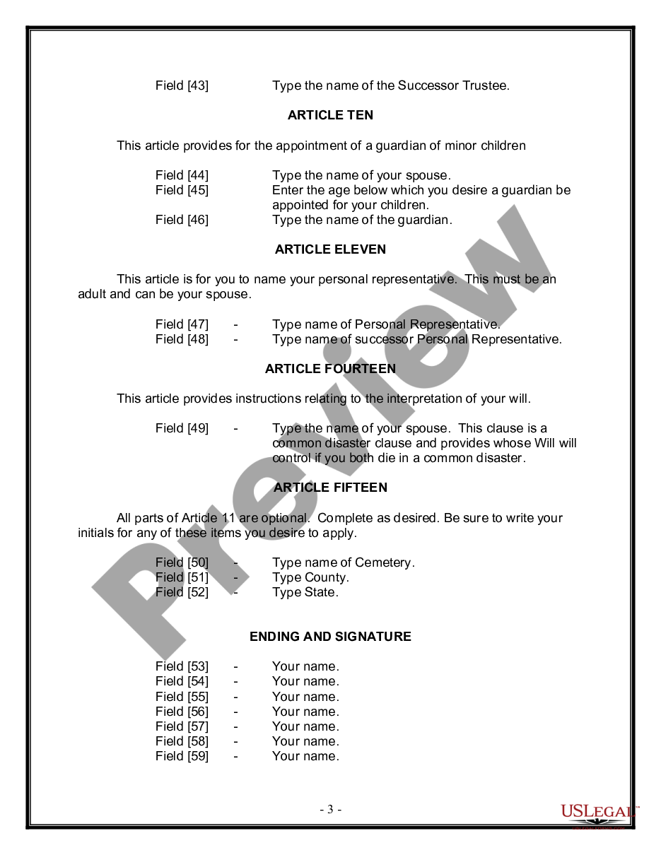 page 2 Legal Last Will and Testament Form for Married Person with Minor Children preview