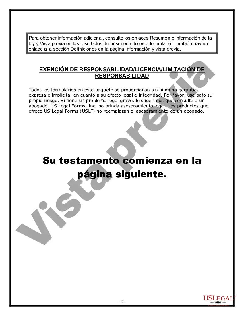 Preview Formulario de última voluntad y testamento legal para pareja de hecho con hijos adultos y menores de matrimonio anterior