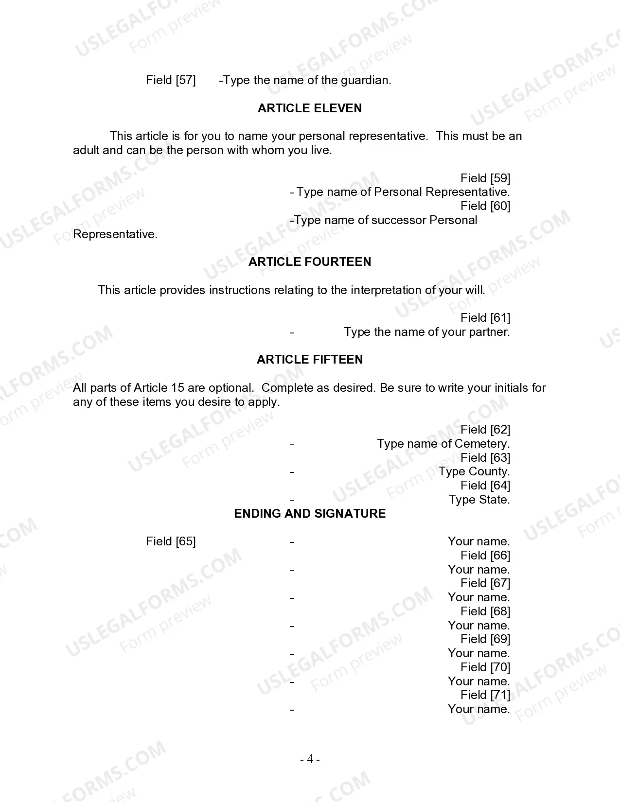Preview Last Will and Testament for Domestic Partner with Adult and Minor Children from Prior Marriage