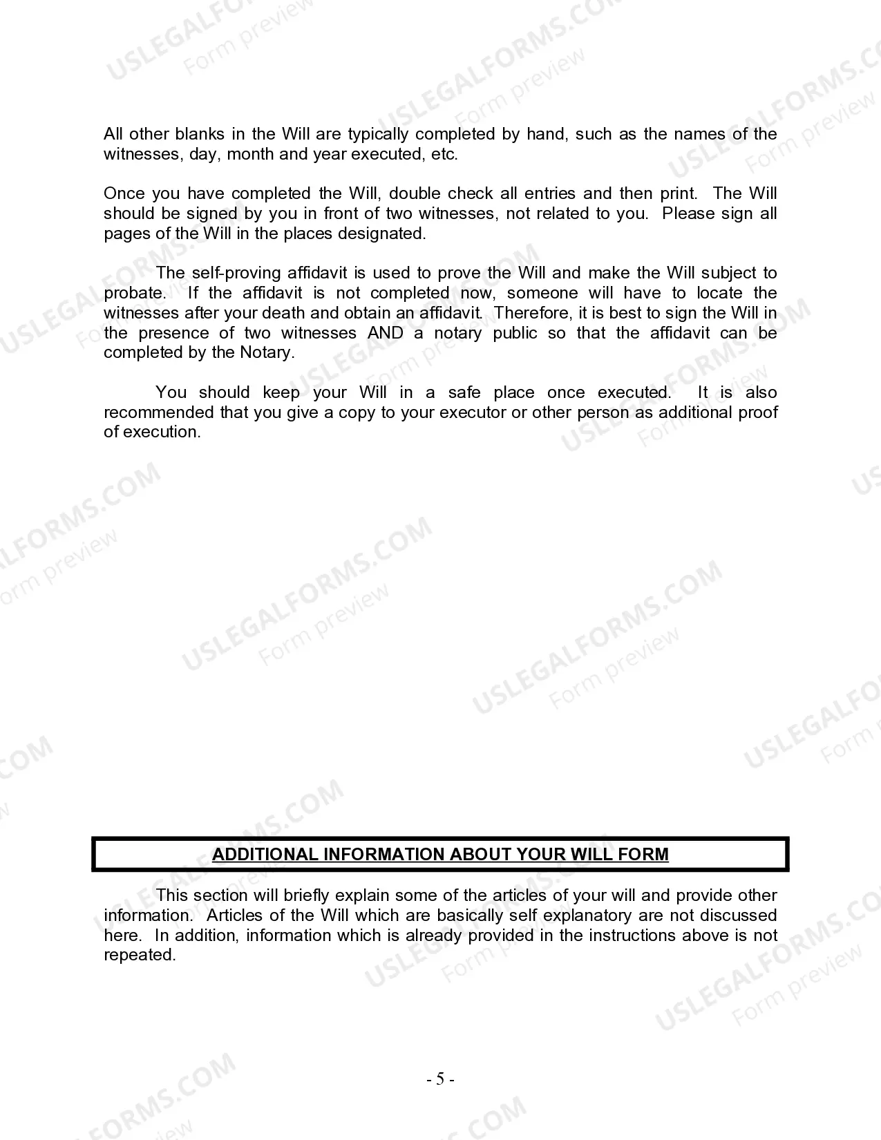 Preview Last Will and Testament for Domestic Partner with Adult and Minor Children from Prior Marriage