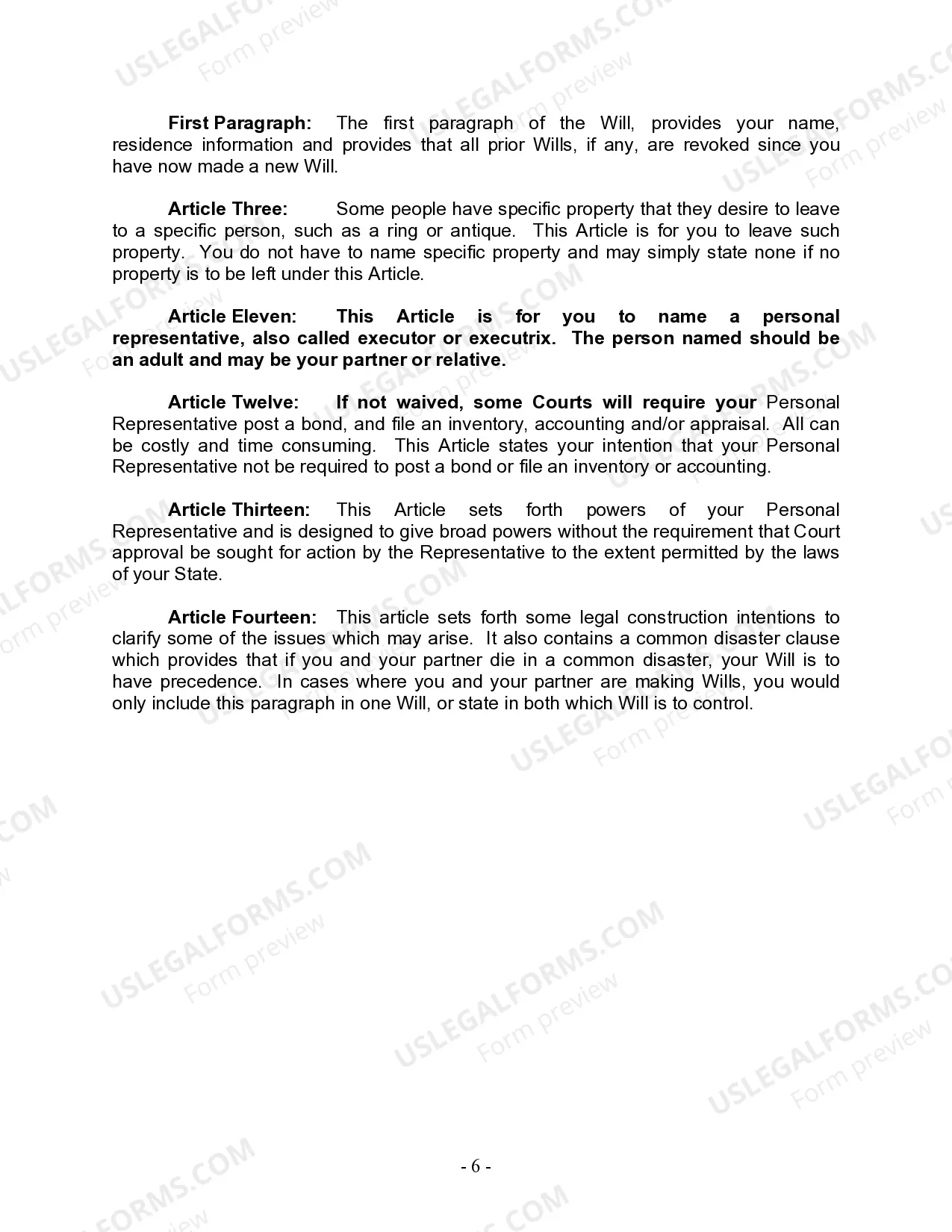 Preview Last Will and Testament for Domestic Partner with Adult and Minor Children from Prior Marriage