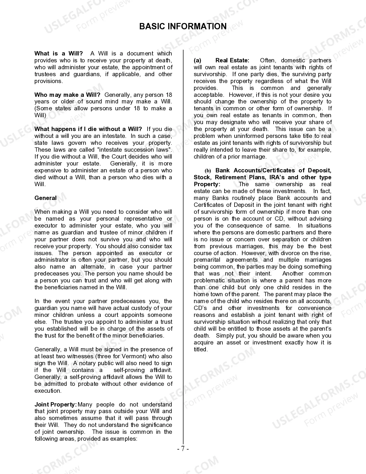 Preview Last Will and Testament for Domestic Partner with Adult and Minor Children from Prior Marriage