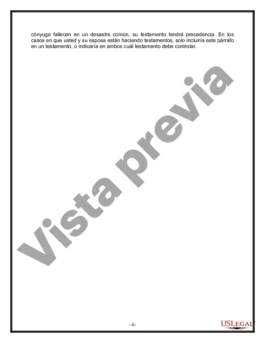 Preview Formulario Legal de Última Voluntad y Testamento para Persona Casada con Hijos Adultos y Menores de Matrimonio Anterior