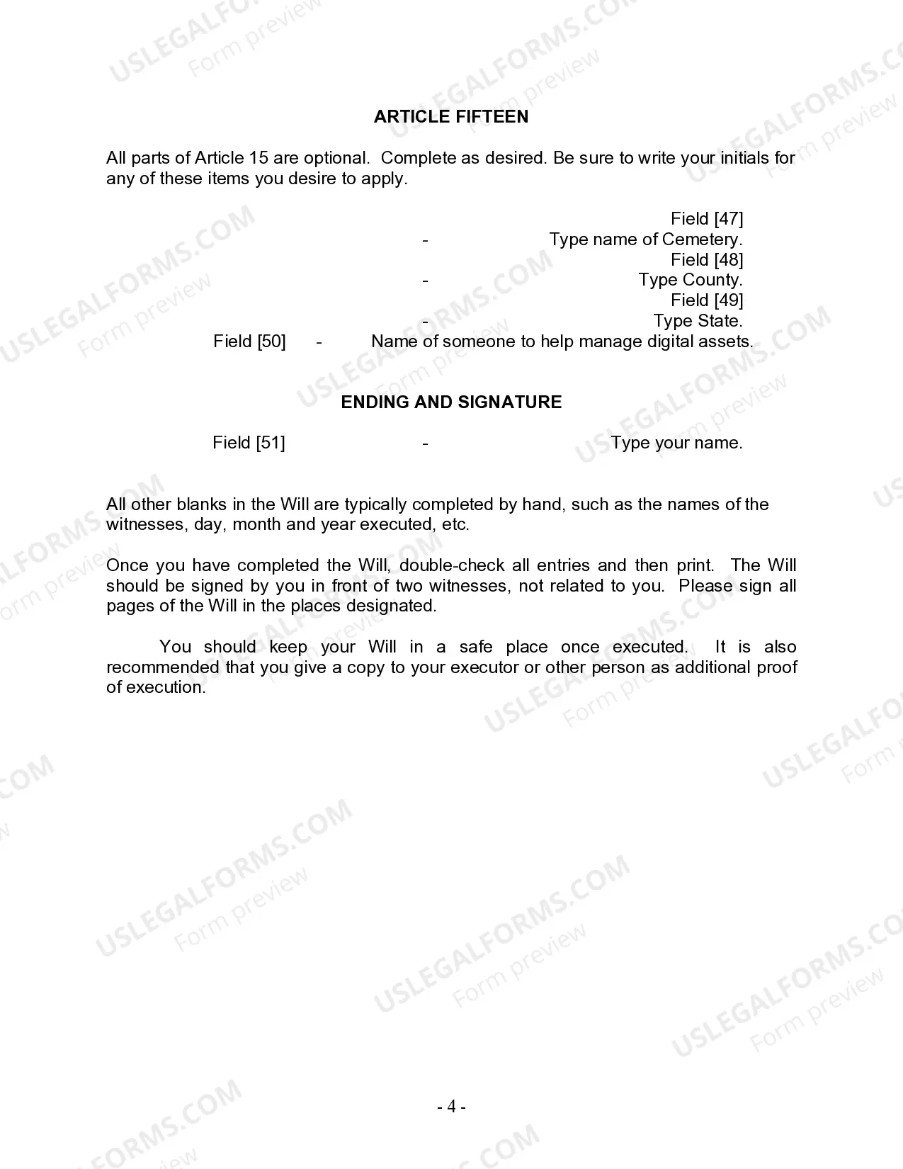 Preview Last Will and Testament for Domestic Partner with Adult and Minor Children