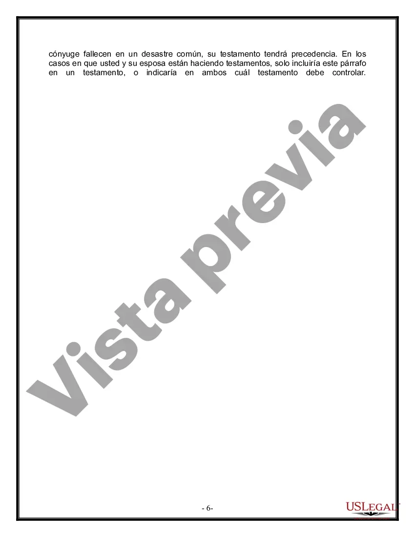 Preview Formulario Legal de Última Voluntad y Testamento para Persona Casada con Hijos Adultos y Menores