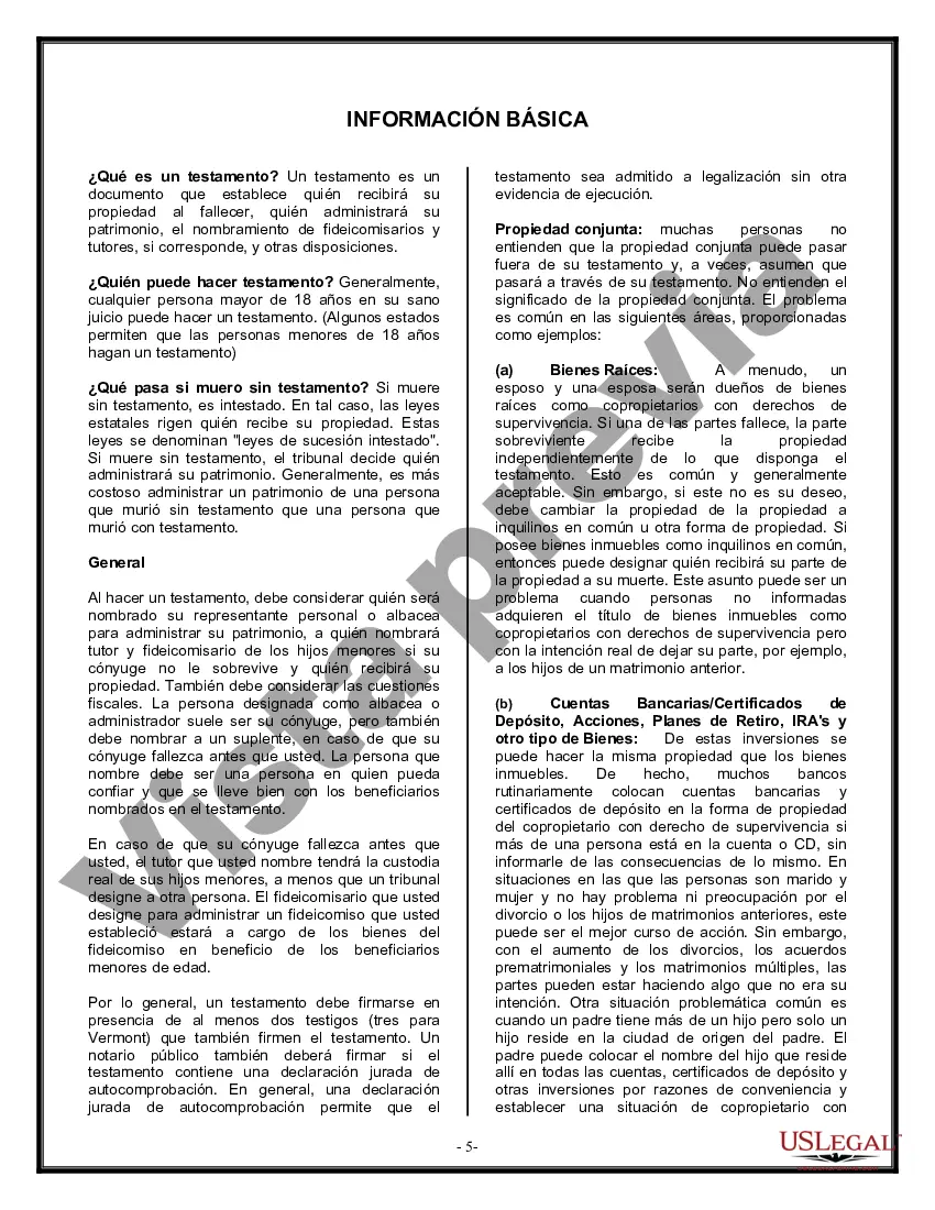 Preview Formulario Legal de Última Voluntad y Testamento para Viuda o Viudo con Hijos Menores