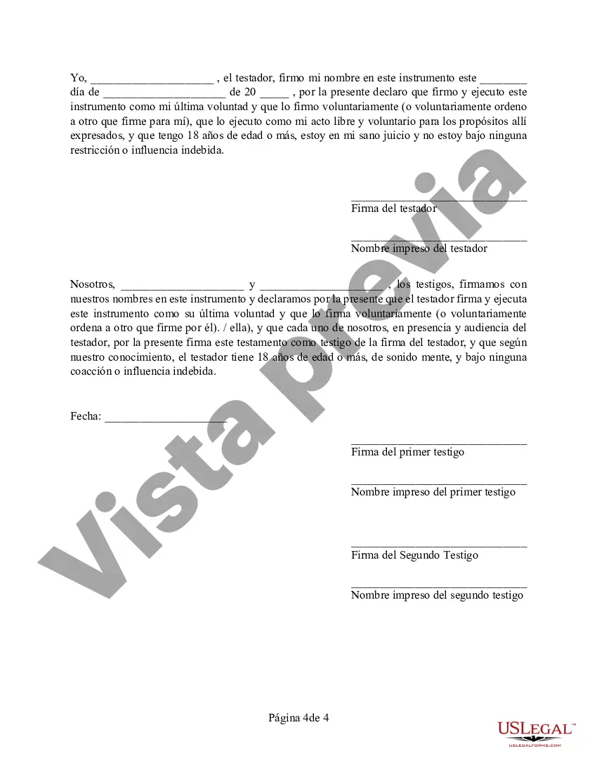 Preview Codicilo al formulario de testamento para enmendar su testamento - Testamentary Pet Trust