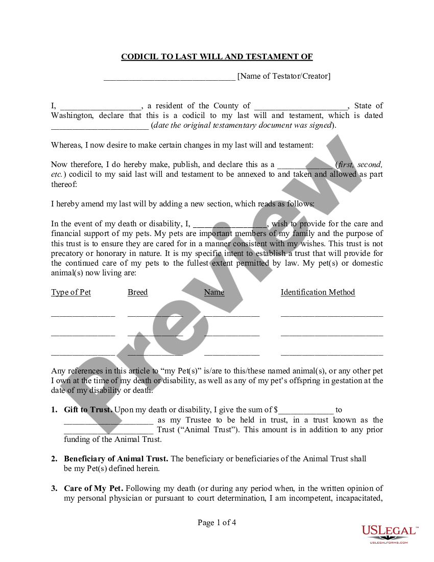 codicil testamentary amending