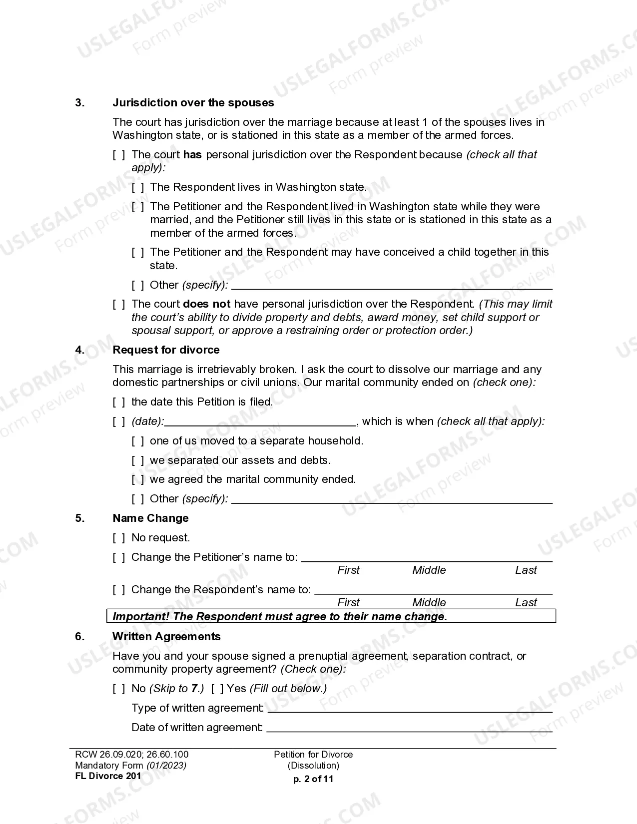Preview Petition for Dissolution of Marriage with or without children