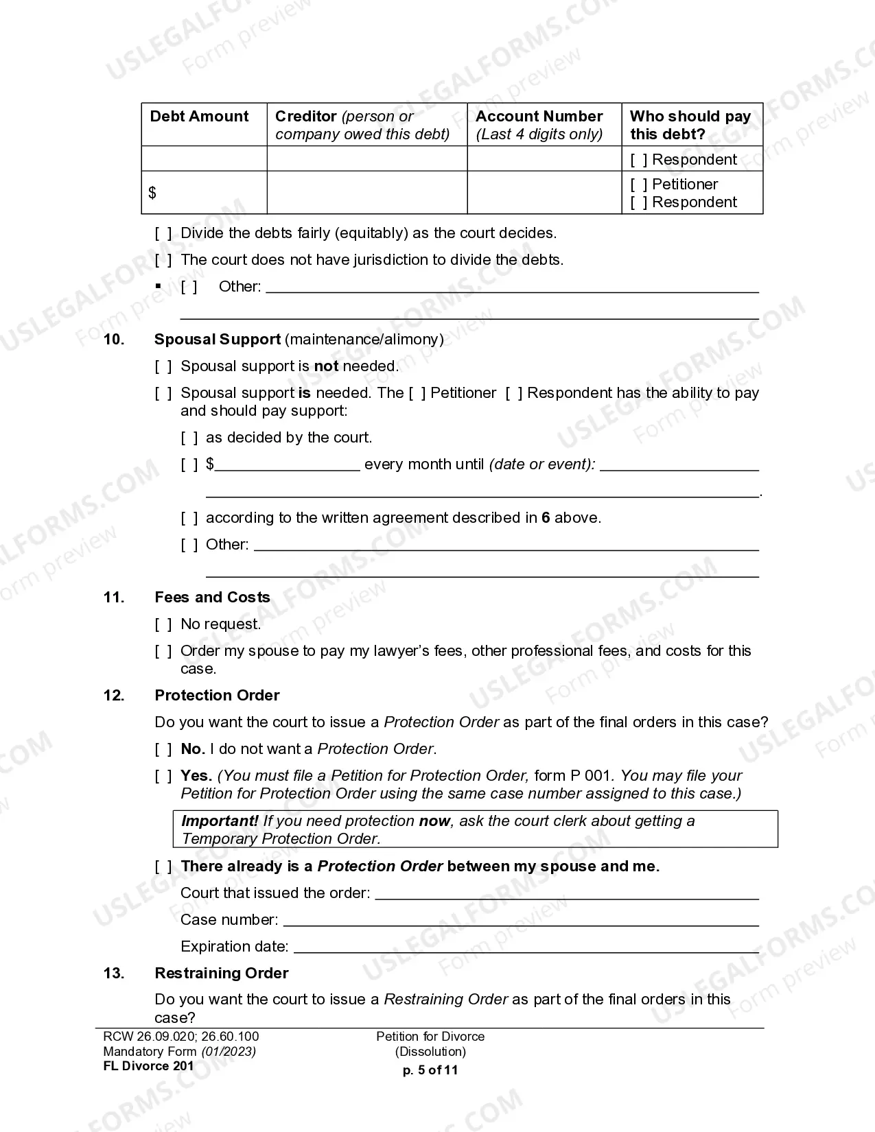 Preview Petition for Dissolution of Marriage with or without children