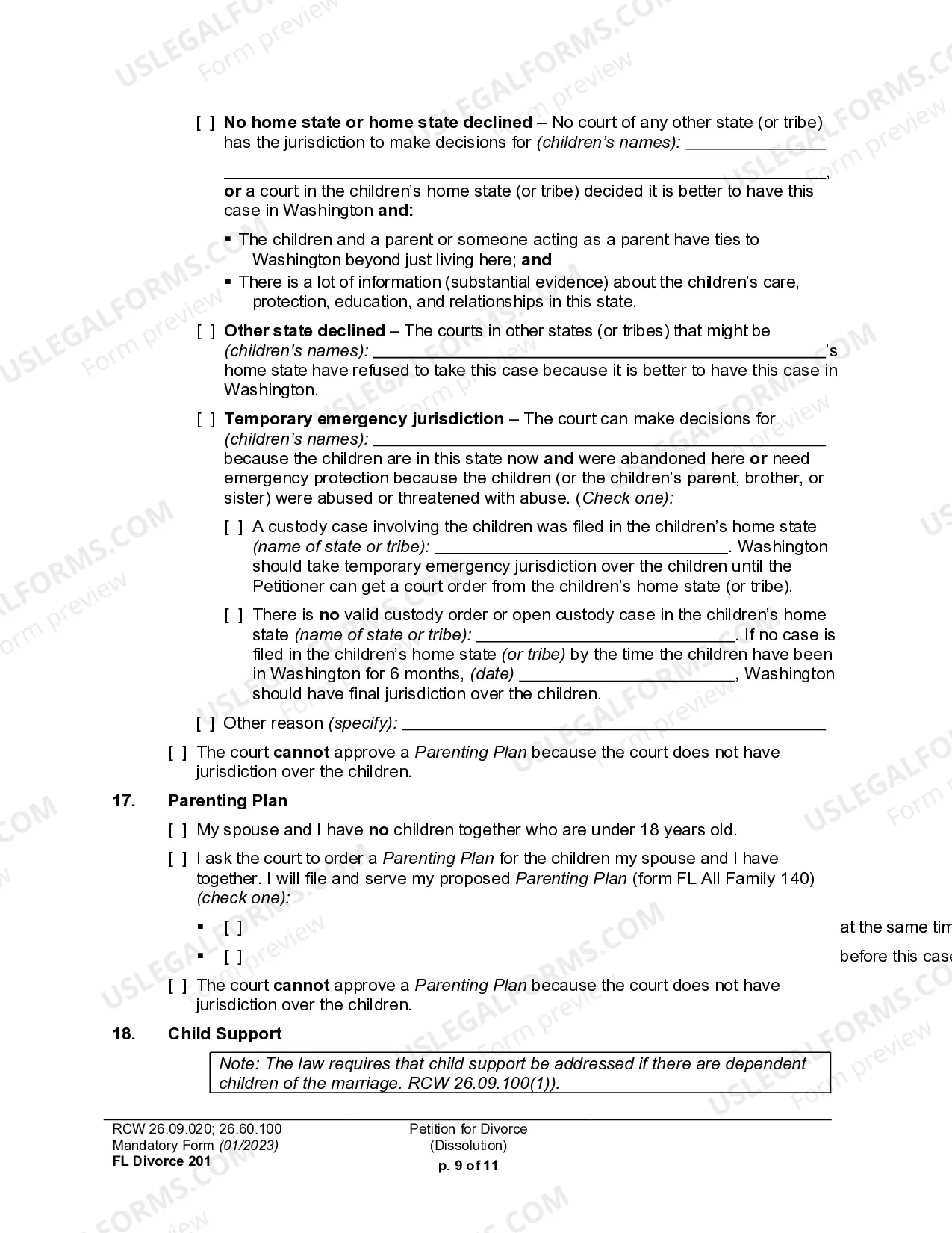 Preview Petition for Dissolution of Marriage with or without children