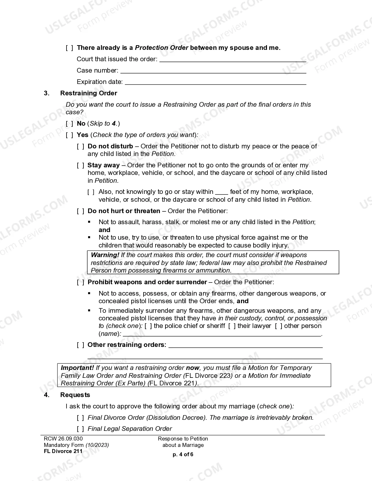 Preview Response to Petition for Dissolution of Marriage