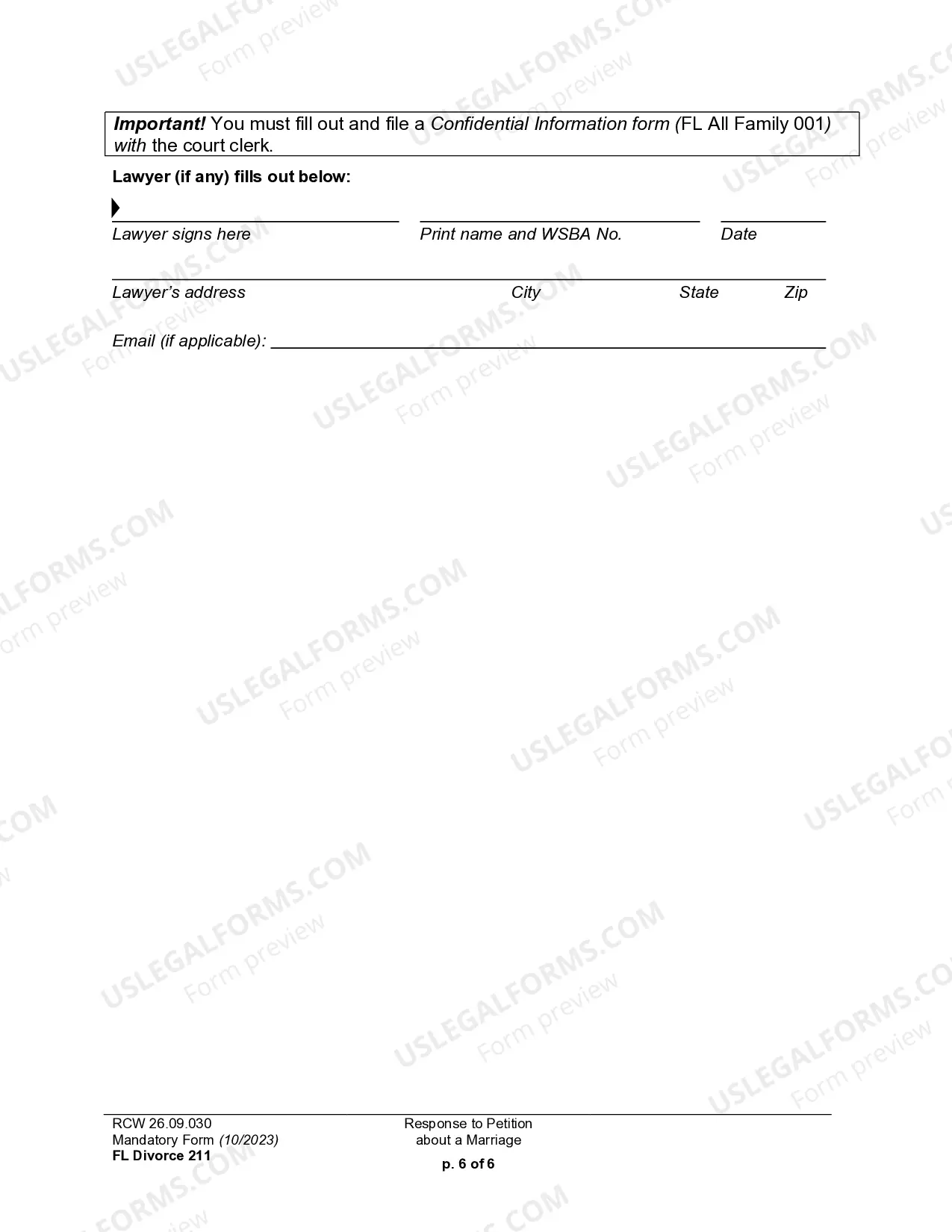 Preview Response to Petition for Dissolution of Marriage