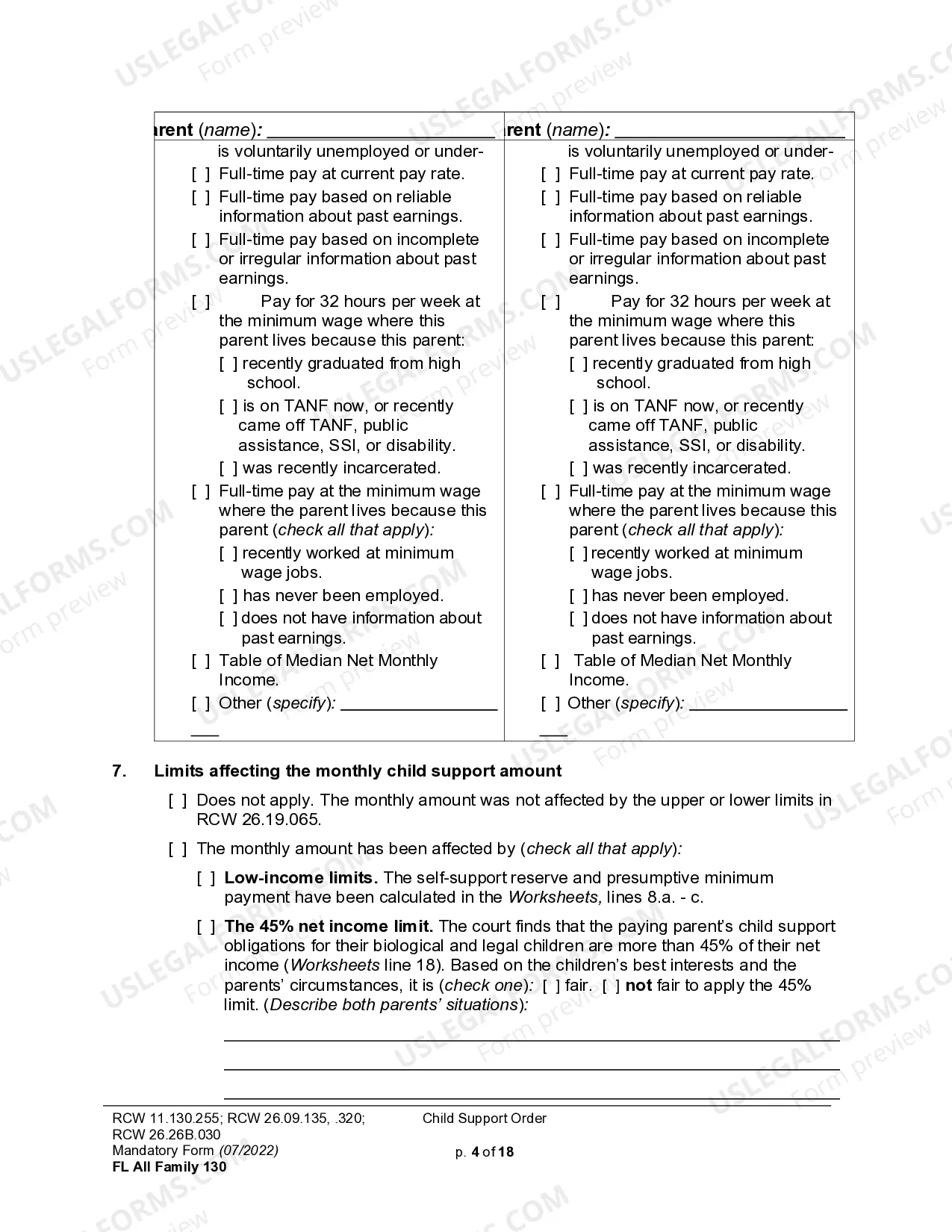 Preview Order of Child Support