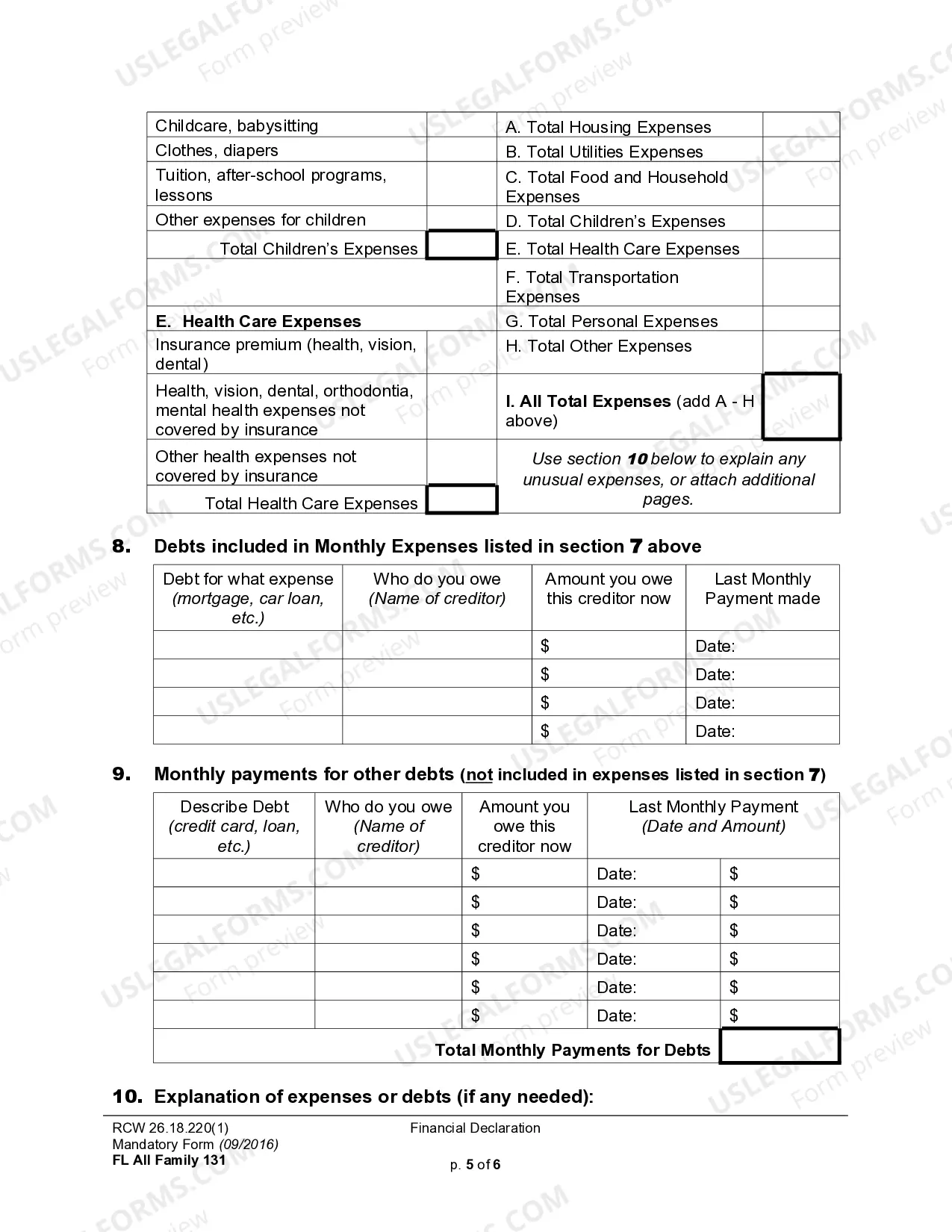 Preview Financial Declaration