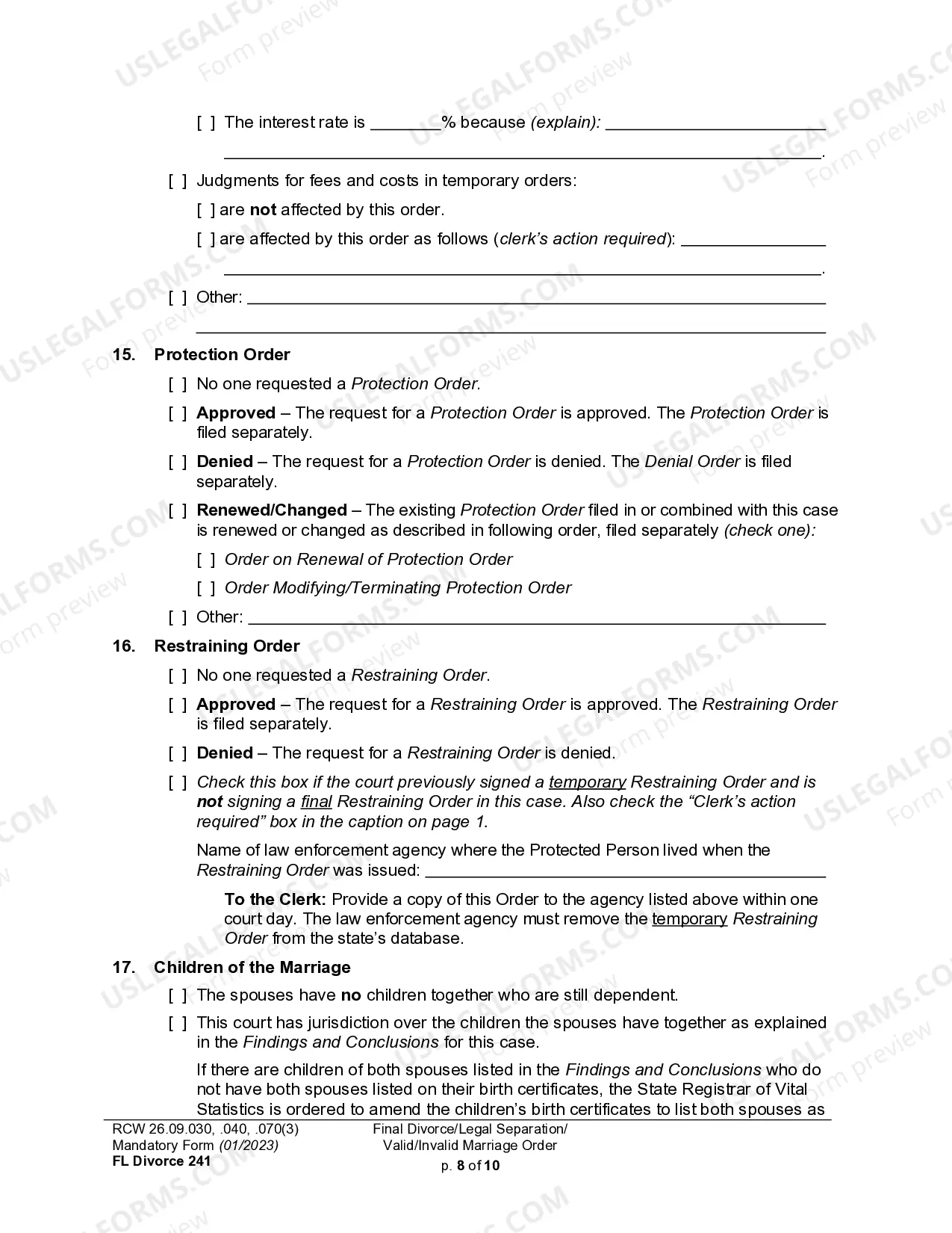 Preview Decree of Dissolution - With or Without Children