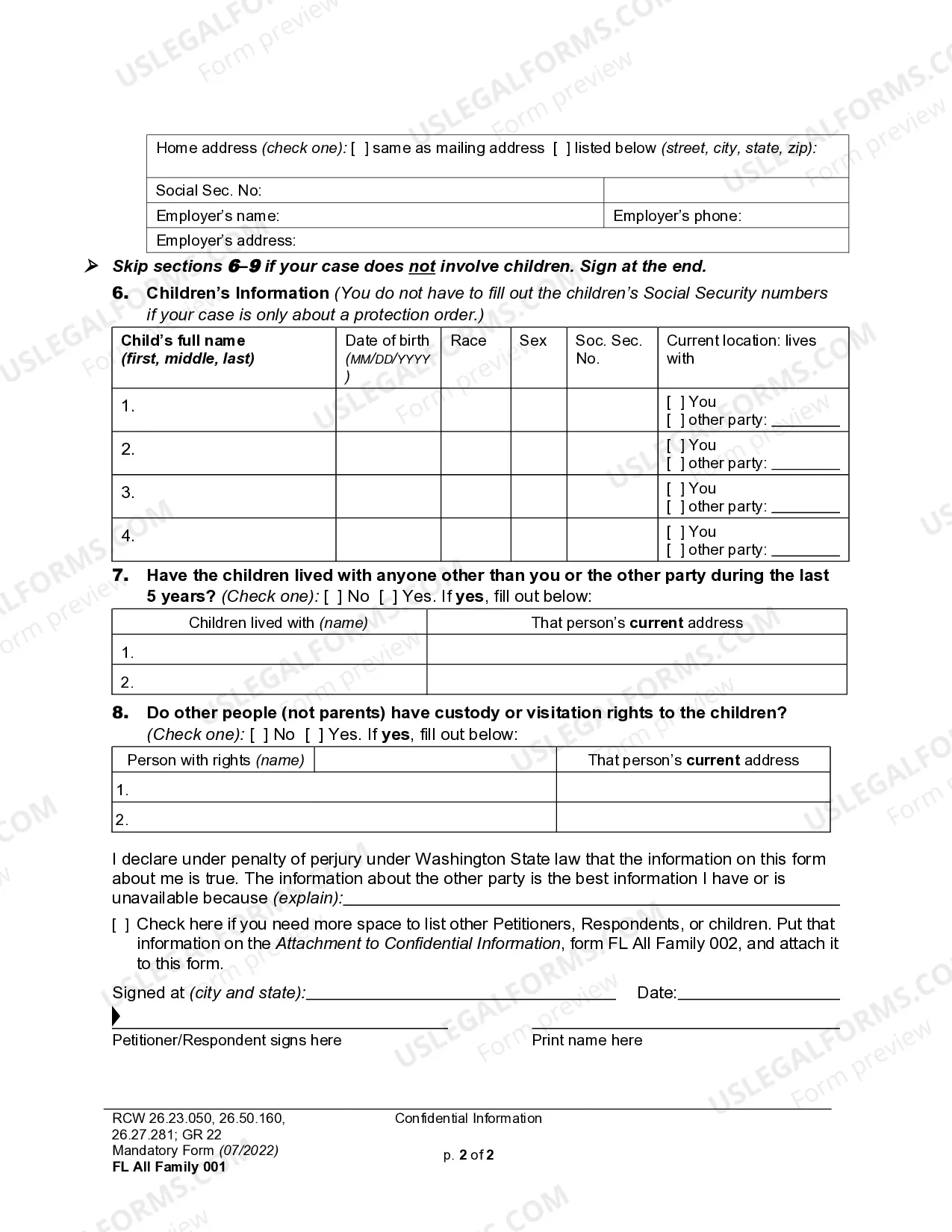 Preview Confidential Information Sheet