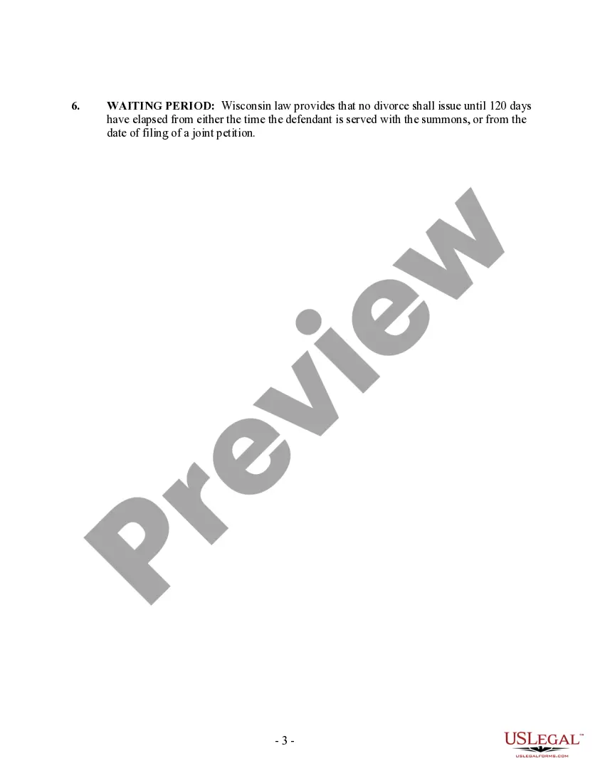 Preview Wisconsin No-Fault Uncontested Agreed Divorce Package for Dissolution of Marriage with Adult Children and with or without Property and Debts