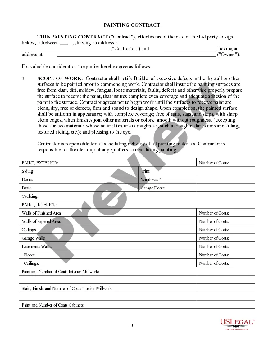 Preview Painting Contract for Contractor
