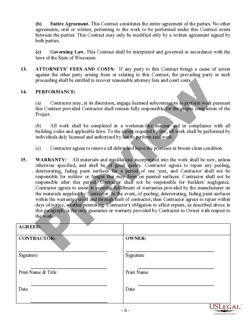 Preview Painting Contract for Contractor