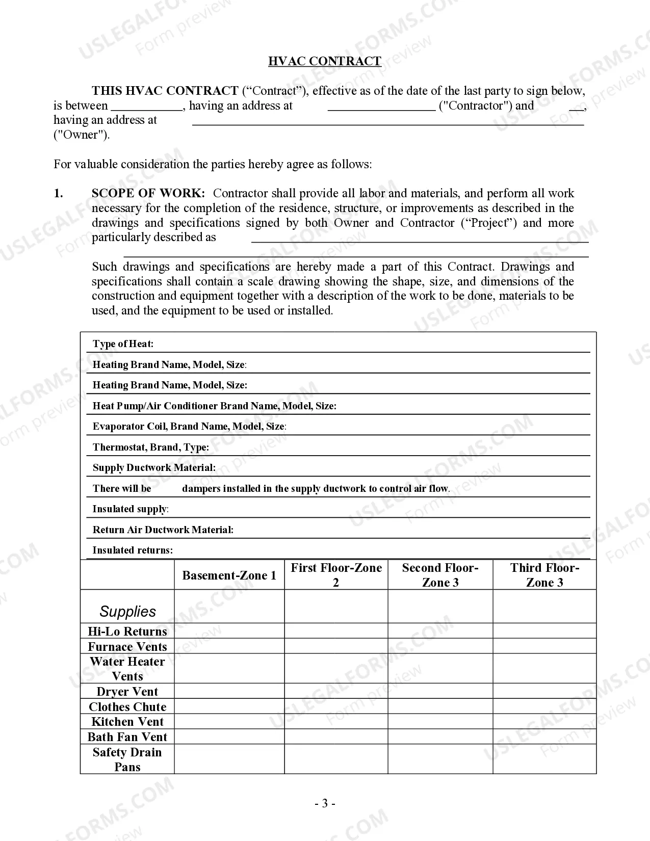 Preview HVAC Contract for Contractor