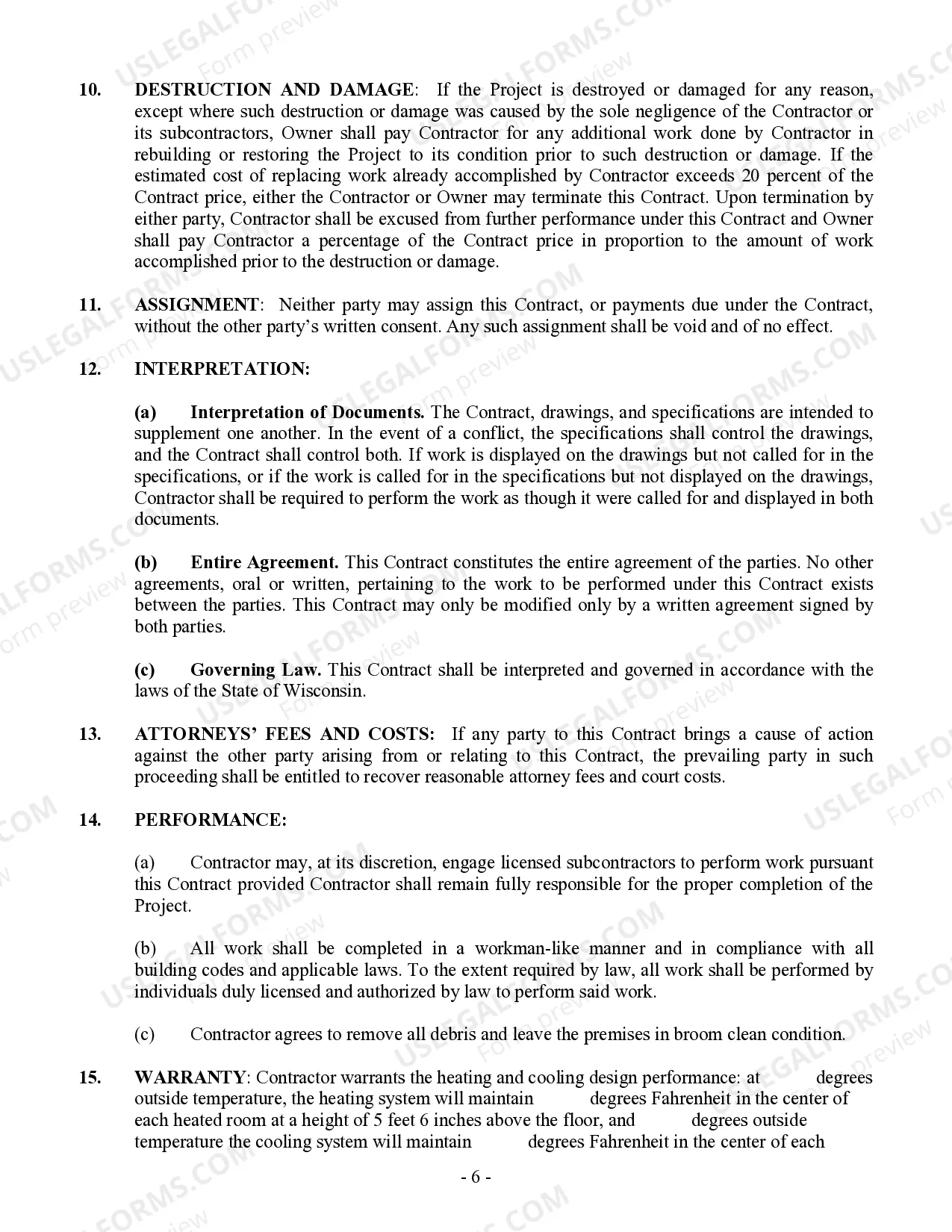 Preview HVAC Contract for Contractor