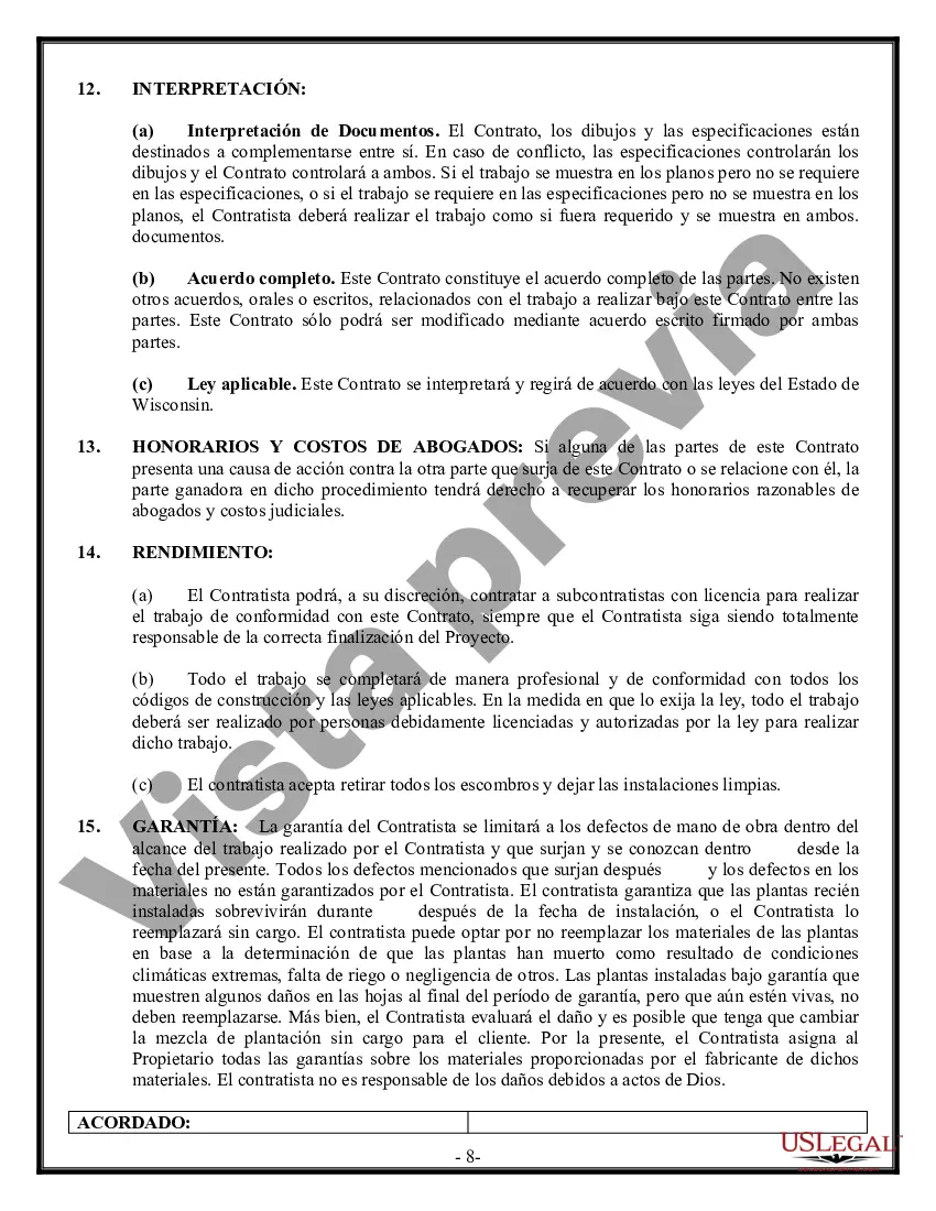 Preview Contrato de paisajismo para contratista