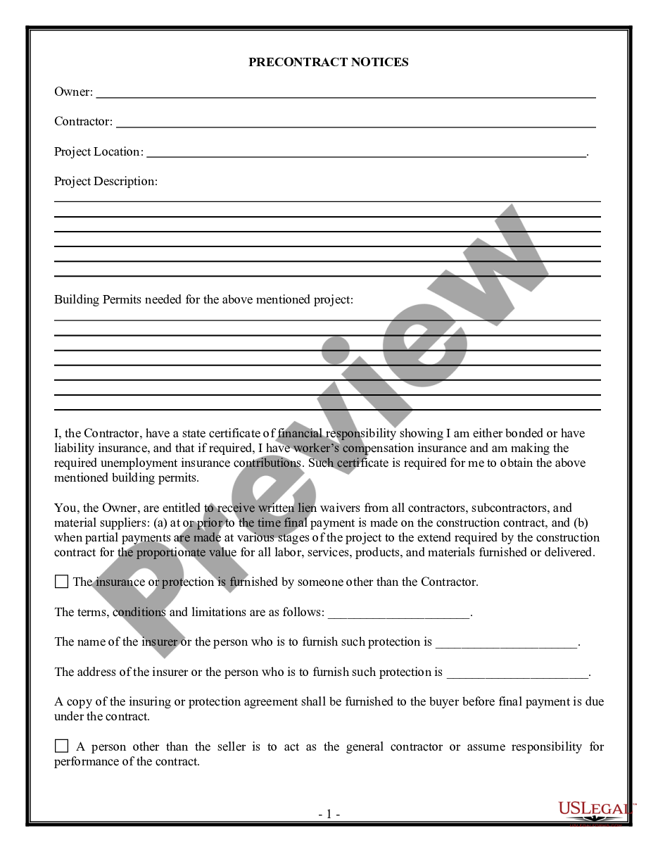 page 0 Excavator Contract for Contractor preview
