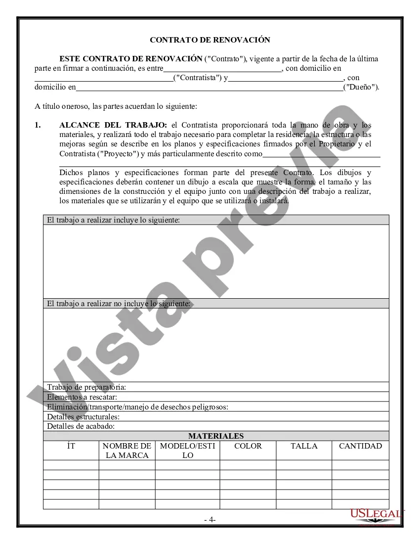 Preview Contrato de Renovación para Contratista