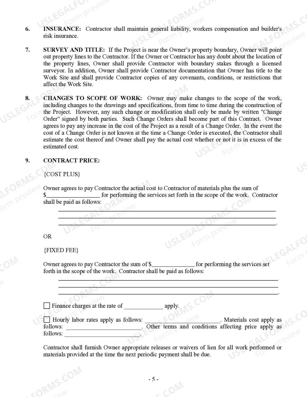 Preview Renovation Contract for Contractor
