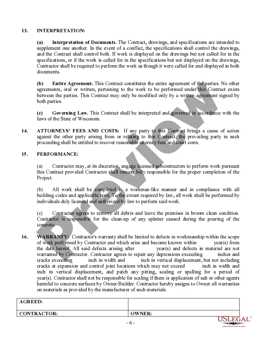 Preview Concrete Mason Contract for Contractor