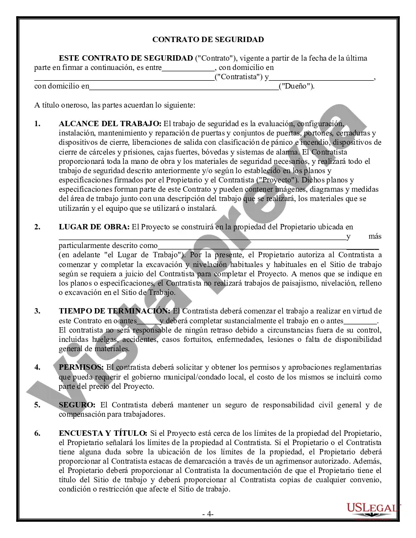 Preview Contrato de Seguridad para Contratista