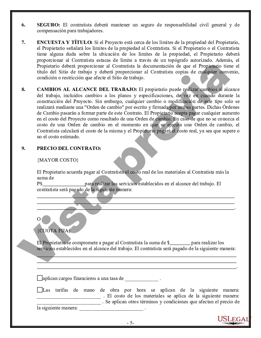 Preview Contrato de pavimentación para contratista