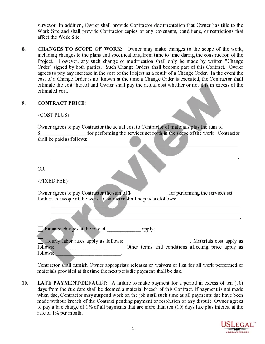 Preview Paving Contract for Contractor