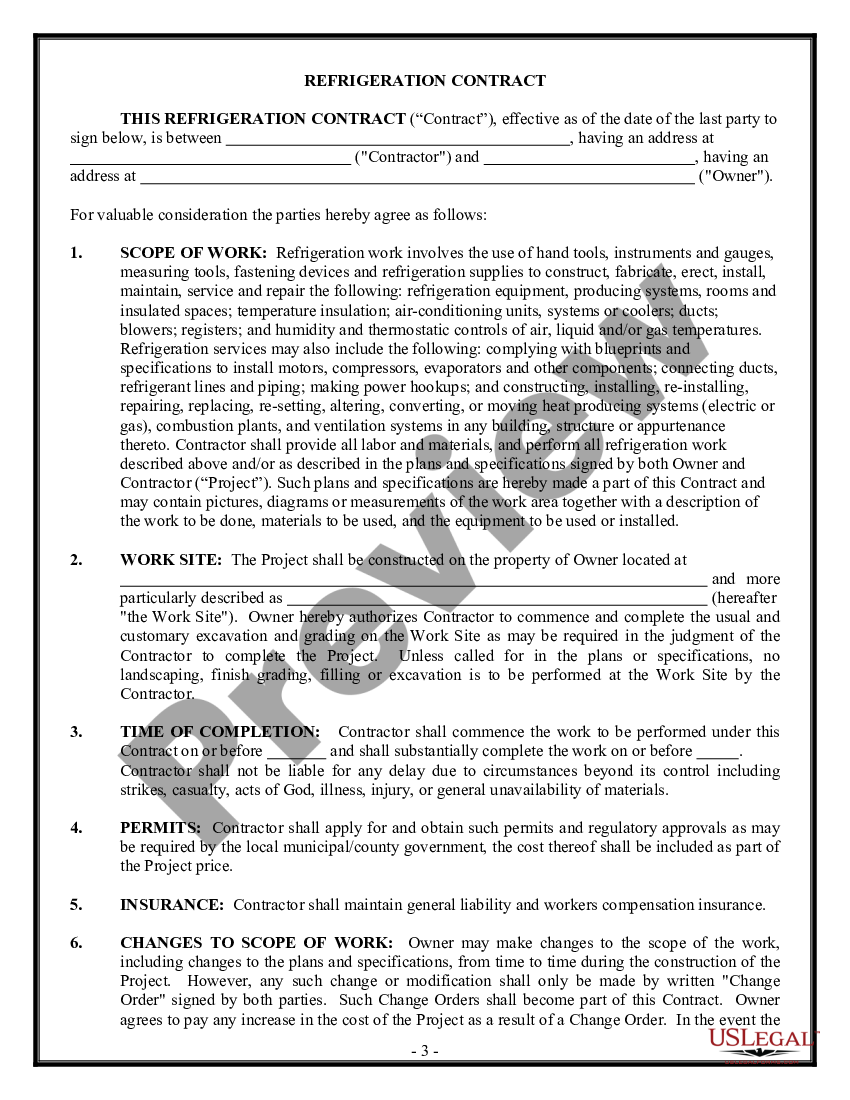 page 2 Refrigeration Contract for Contractor preview