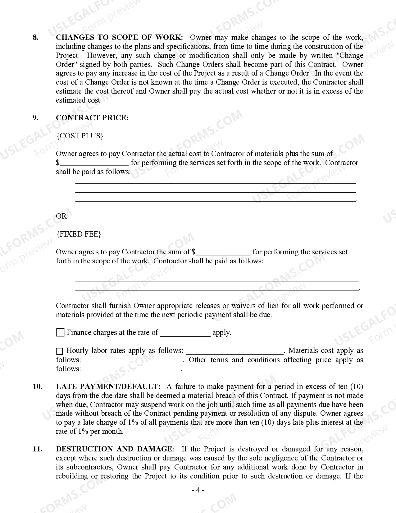 Preview Drainage Contract for Contractor