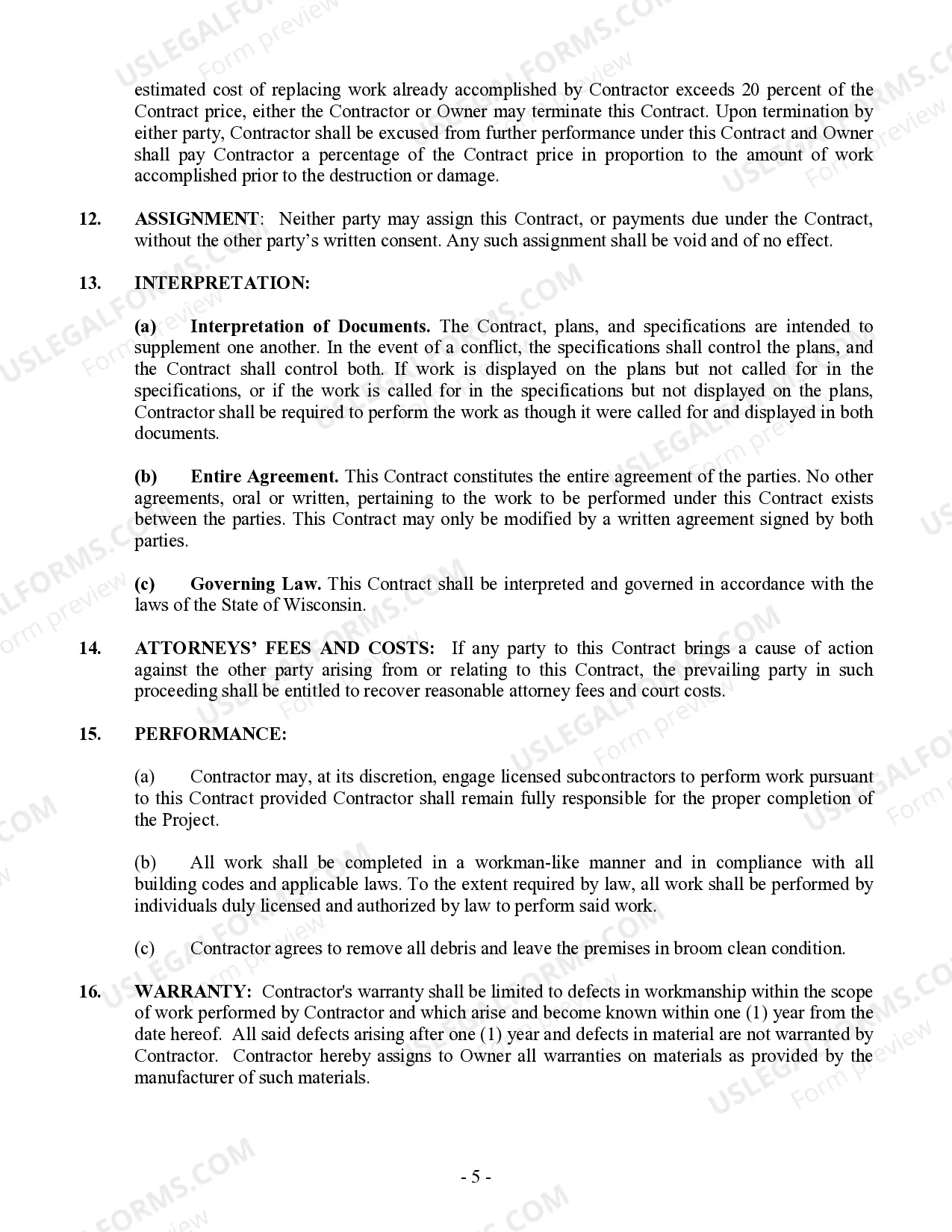 Preview Drainage Contract for Contractor
