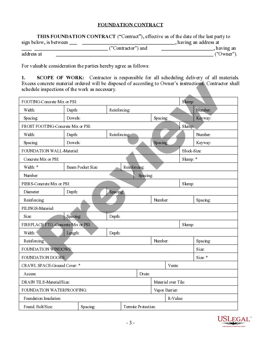 Get Foundation Contract for Contractor Preview Foundation Contract for Contractor